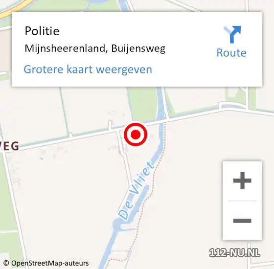 Locatie op kaart van de 112 melding: Politie Mijnsheerenland, Buijensweg op 28 september 2021 08:40