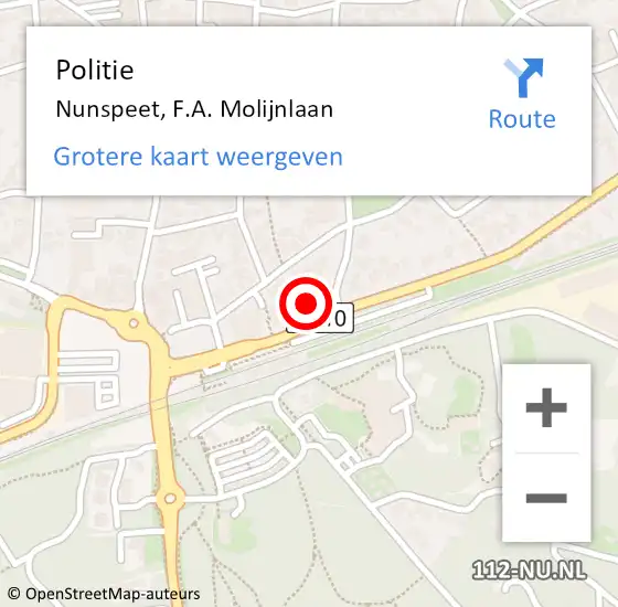 Locatie op kaart van de 112 melding: Politie Nunspeet, F.A. Molijnlaan op 28 september 2021 09:24