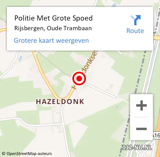 Locatie op kaart van de 112 melding: Politie Met Grote Spoed Naar Rijsbergen, Oude Trambaan op 28 september 2021 09:32