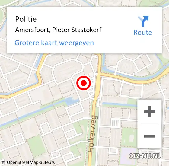 Locatie op kaart van de 112 melding: Politie Amersfoort, Pieter Stastokerf op 28 september 2021 09:35