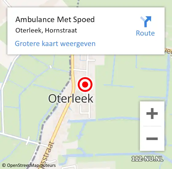 Locatie op kaart van de 112 melding: Ambulance Met Spoed Naar Oterleek, Hornstraat op 28 september 2021 09:36