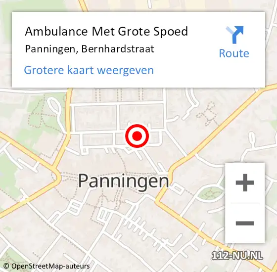 Locatie op kaart van de 112 melding: Ambulance Met Grote Spoed Naar Panningen, Bernhardstraat op 28 september 2021 09:51