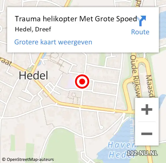 Locatie op kaart van de 112 melding: Trauma helikopter Met Grote Spoed Naar Hedel, Dreef op 28 september 2021 09:57