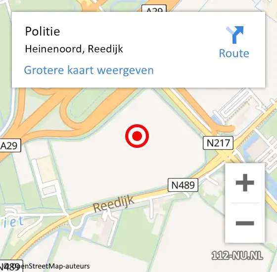 Locatie op kaart van de 112 melding: Politie Heinenoord, Reedijk op 28 september 2021 10:12