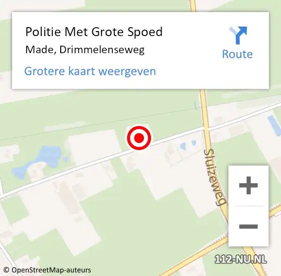 Locatie op kaart van de 112 melding: Politie Met Grote Spoed Naar Made, Drimmelenseweg op 28 september 2021 10:44