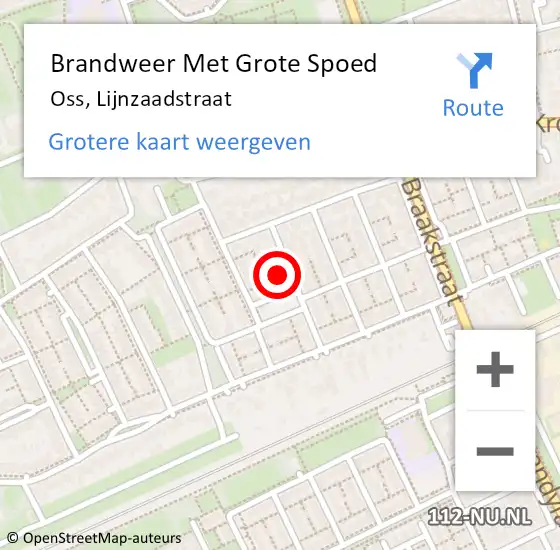 Locatie op kaart van de 112 melding: Brandweer Met Grote Spoed Naar Oss, Lijnzaadstraat op 28 september 2021 10:52