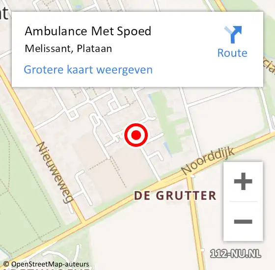 Locatie op kaart van de 112 melding: Ambulance Met Spoed Naar Melissant, Plataan op 28 september 2021 11:05