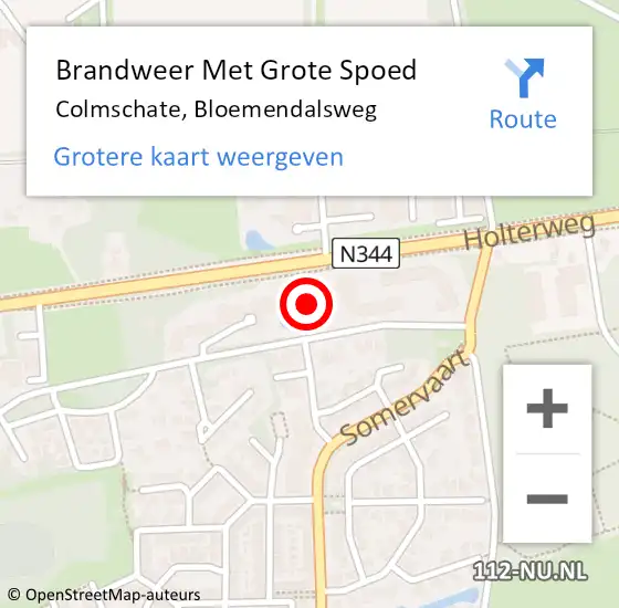 Locatie op kaart van de 112 melding: Brandweer Met Grote Spoed Naar Colmschate, Bloemendalsweg op 24 juni 2014 11:08