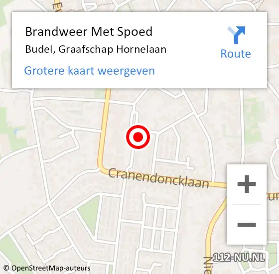 Locatie op kaart van de 112 melding: Brandweer Met Spoed Naar Budel, Graafschap Hornelaan op 28 september 2021 11:28