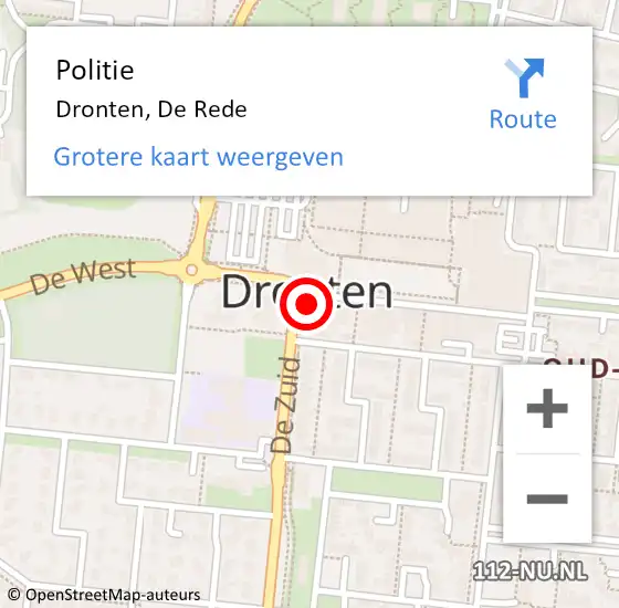 Locatie op kaart van de 112 melding: Politie Dronten, De Rede op 24 juni 2014 11:10