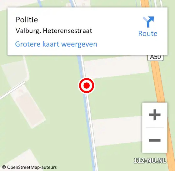 Locatie op kaart van de 112 melding: Politie Valburg, Heterensestraat op 28 september 2021 11:39
