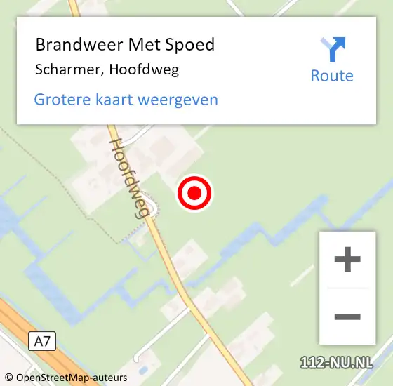 Locatie op kaart van de 112 melding: Brandweer Met Spoed Naar Scharmer, Hoofdweg op 28 september 2021 12:32