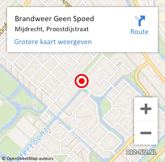 Locatie op kaart van de 112 melding: Brandweer Geen Spoed Naar Mijdrecht, Proostdijstraat op 28 september 2021 12:43