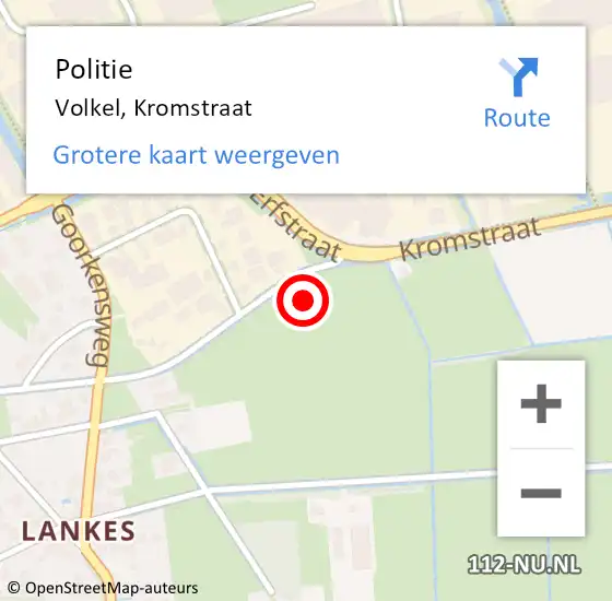 Locatie op kaart van de 112 melding: Politie Volkel, Kromstraat op 28 september 2021 13:34