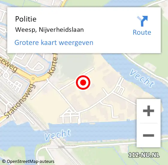 Locatie op kaart van de 112 melding: Politie Weesp, Nijverheidslaan op 28 september 2021 13:35