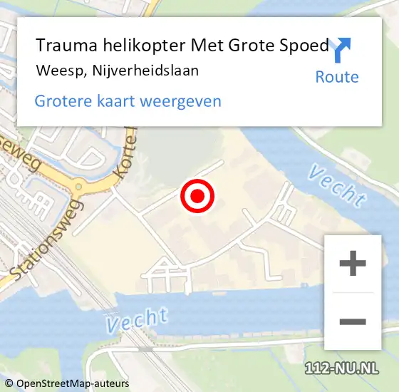 Locatie op kaart van de 112 melding: Trauma helikopter Met Grote Spoed Naar Weesp, Nijverheidslaan op 28 september 2021 13:39