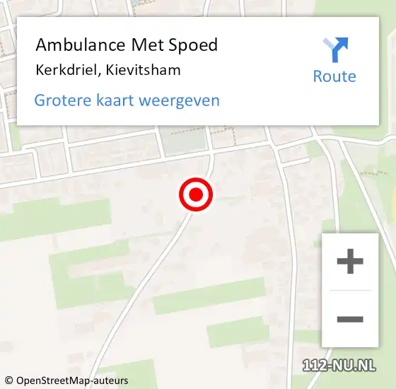 Locatie op kaart van de 112 melding: Ambulance Met Spoed Naar Kerkdriel, Kievitsham op 28 september 2021 13:51