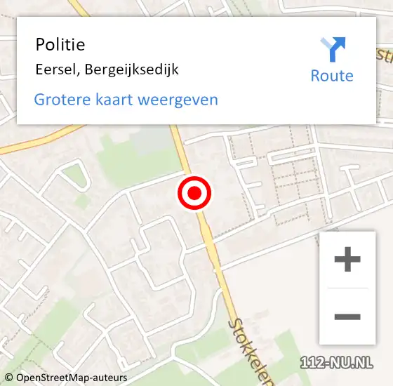 Locatie op kaart van de 112 melding: Politie Eersel, Bergeijksedijk op 28 september 2021 13:56