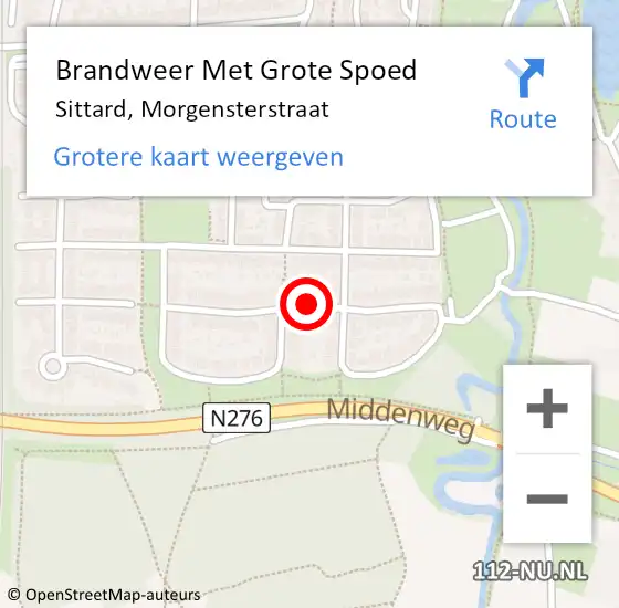 Locatie op kaart van de 112 melding: Brandweer Met Grote Spoed Naar Sittard, Morgensterstraat op 28 september 2021 14:00