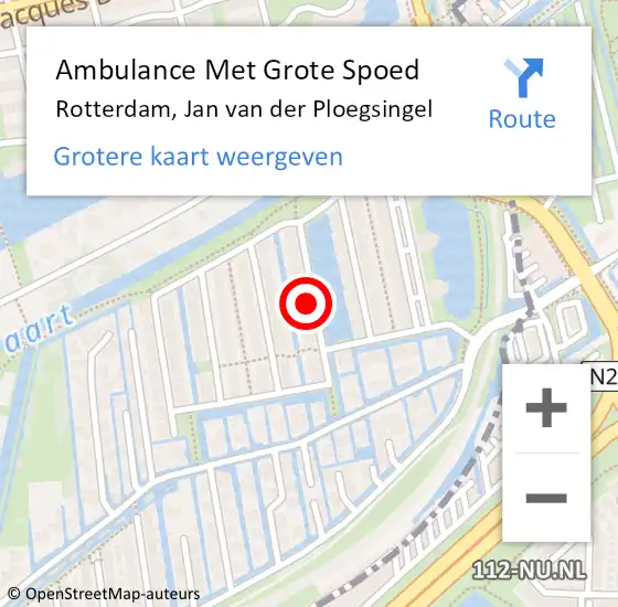 Locatie op kaart van de 112 melding: Ambulance Met Grote Spoed Naar Rotterdam, Jan van der Ploegsingel op 28 september 2021 14:02