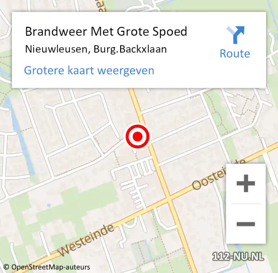 Locatie op kaart van de 112 melding: Brandweer Met Grote Spoed Naar Nieuwleusen, Burg.Backxlaan op 28 september 2021 14:05