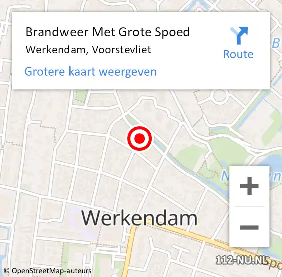 Locatie op kaart van de 112 melding: Brandweer Met Grote Spoed Naar Werkendam, Voorstevliet op 28 september 2021 14:07