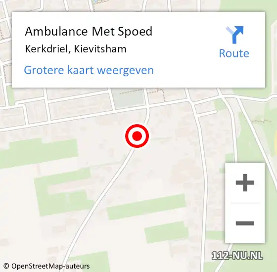 Locatie op kaart van de 112 melding: Ambulance Met Spoed Naar Kerkdriel, Kievitsham op 28 september 2021 14:21