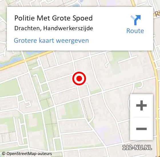 Locatie op kaart van de 112 melding: Politie Met Grote Spoed Naar Drachten, Handwerkerszijde op 28 september 2021 14:25