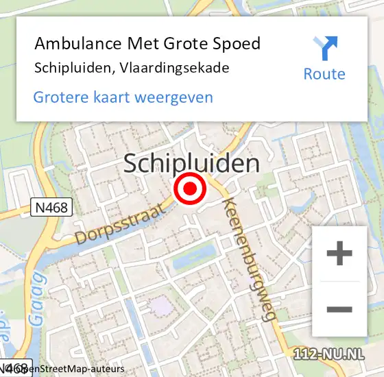 Locatie op kaart van de 112 melding: Ambulance Met Grote Spoed Naar Schipluiden, Vlaardingsekade op 28 september 2021 14:36