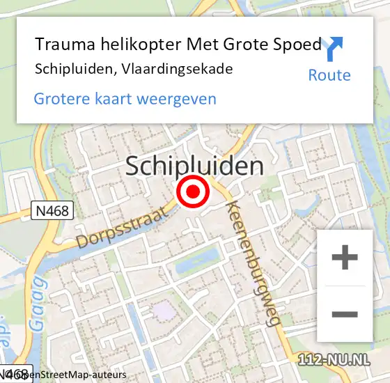 Locatie op kaart van de 112 melding: Trauma helikopter Met Grote Spoed Naar Schipluiden, Vlaardingsekade op 28 september 2021 14:36