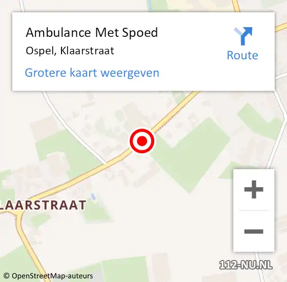 Locatie op kaart van de 112 melding: Ambulance Met Spoed Naar Ospel, Klaarstraat op 28 september 2021 14:38