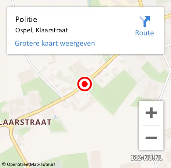 Locatie op kaart van de 112 melding: Politie Ospel, Klaarstraat op 28 september 2021 14:43