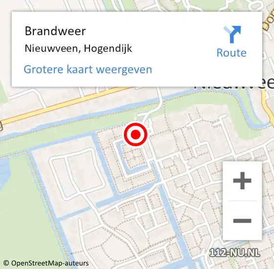 Locatie op kaart van de 112 melding: Brandweer Nieuwveen, Hogendijk op 28 september 2021 14:49