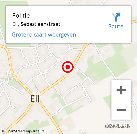Locatie op kaart van de 112 melding: Politie Ell, Sebastiaanstraat op 28 september 2021 15:03