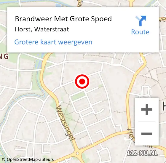 Locatie op kaart van de 112 melding: Brandweer Met Grote Spoed Naar Horst, Waterstraat op 28 september 2021 15:17