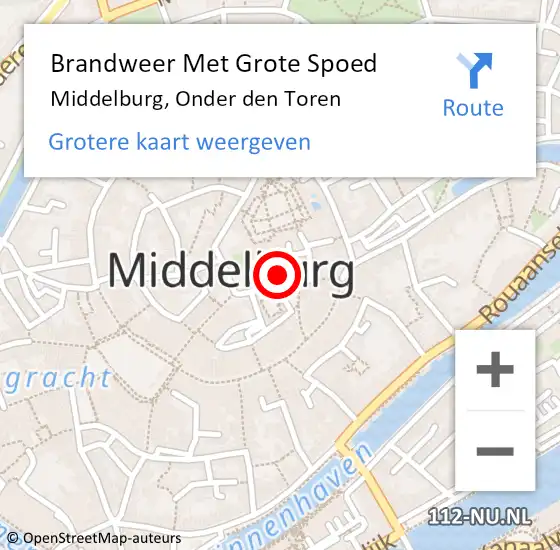 Locatie op kaart van de 112 melding: Brandweer Met Grote Spoed Naar Middelburg, Onder den Toren op 28 september 2021 15:19