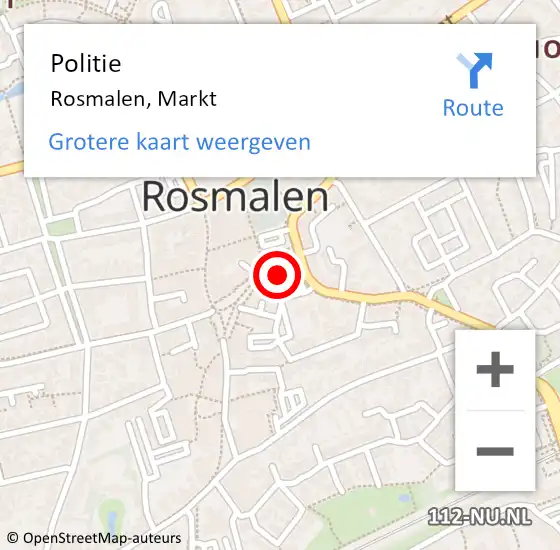 Locatie op kaart van de 112 melding: Politie Rosmalen, Markt op 28 september 2021 15:33