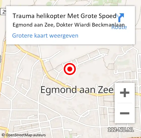 Locatie op kaart van de 112 melding: Trauma helikopter Met Grote Spoed Naar Egmond aan Zee, Dokter Wiardi Beckmanlaan op 28 september 2021 15:36