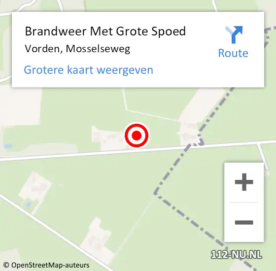 Locatie op kaart van de 112 melding: Brandweer Met Grote Spoed Naar Vorden, Mosselseweg op 28 september 2021 15:44