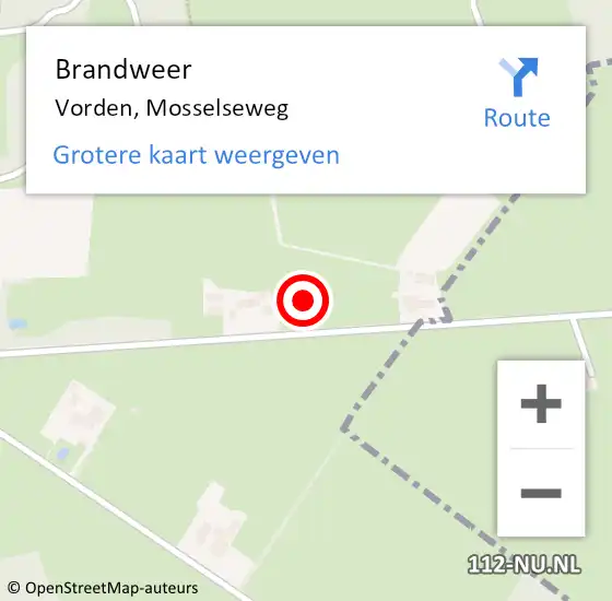 Locatie op kaart van de 112 melding: Brandweer Vorden, Mosselseweg op 28 september 2021 15:47