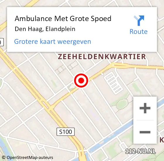 Locatie op kaart van de 112 melding: Ambulance Met Grote Spoed Naar Den Haag, Elandplein op 28 september 2021 16:02