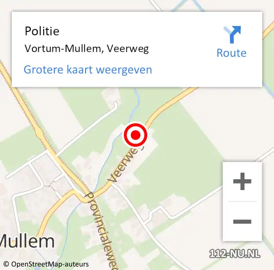 Locatie op kaart van de 112 melding: Politie Vortum-Mullem, Veerweg op 28 september 2021 16:09