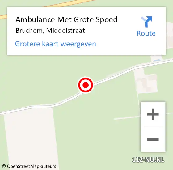Locatie op kaart van de 112 melding: Ambulance Met Grote Spoed Naar Bruchem, Middelstraat op 28 september 2021 16:24