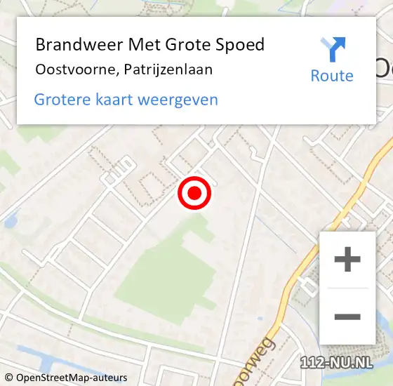 Locatie op kaart van de 112 melding: Brandweer Met Grote Spoed Naar Oostvoorne, Patrijzenlaan op 28 september 2021 16:32