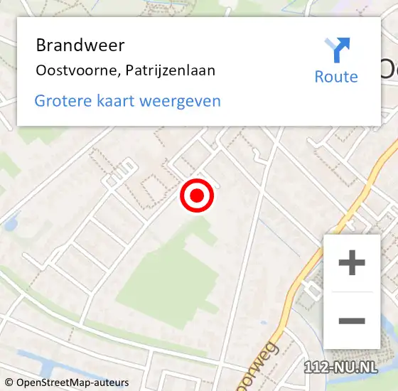 Locatie op kaart van de 112 melding: Brandweer Oostvoorne, Patrijzenlaan op 28 september 2021 16:34