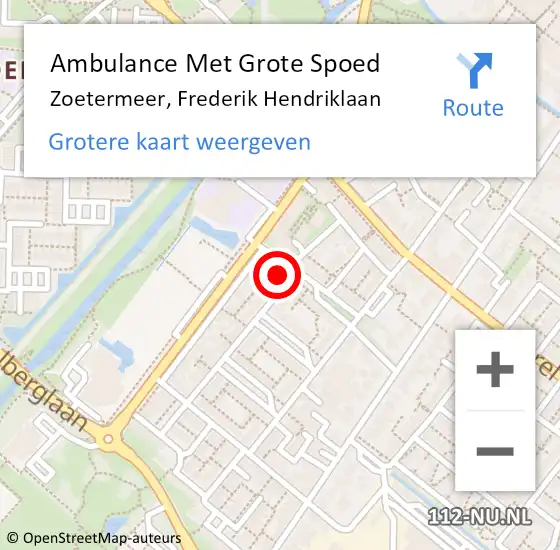 Locatie op kaart van de 112 melding: Ambulance Met Grote Spoed Naar Zoetermeer, Frederik Hendriklaan op 28 september 2021 16:50