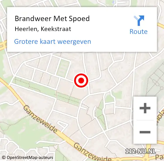 Locatie op kaart van de 112 melding: Brandweer Met Spoed Naar Heerlen, Keekstraat op 28 september 2021 16:52