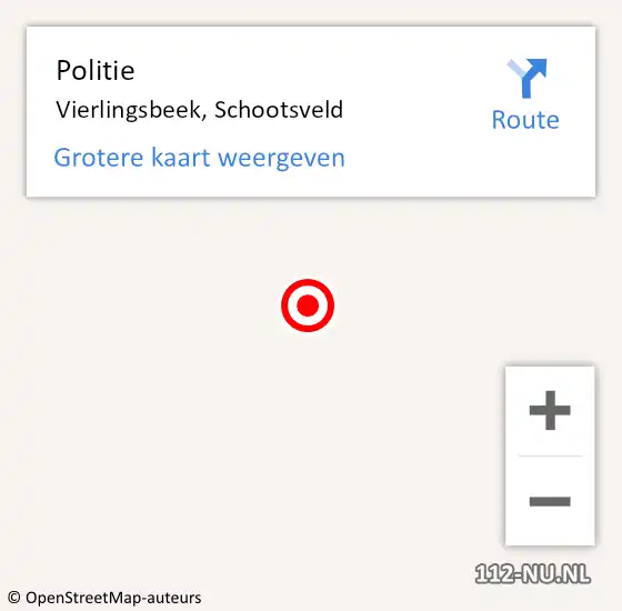 Locatie op kaart van de 112 melding: Politie Vierlingsbeek, Schootsveld op 28 september 2021 16:53