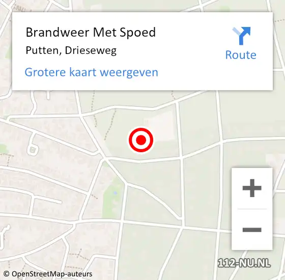 Locatie op kaart van de 112 melding: Brandweer Met Spoed Naar Putten, Drieseweg op 28 september 2021 17:14