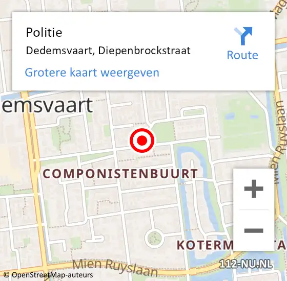 Locatie op kaart van de 112 melding: Politie Dedemsvaart, Diepenbrockstraat op 28 september 2021 17:22